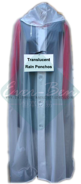 Translucent Rain Ponchos-Clear Waterproof Poncho-Transparent PVC Clear Plastic Mac